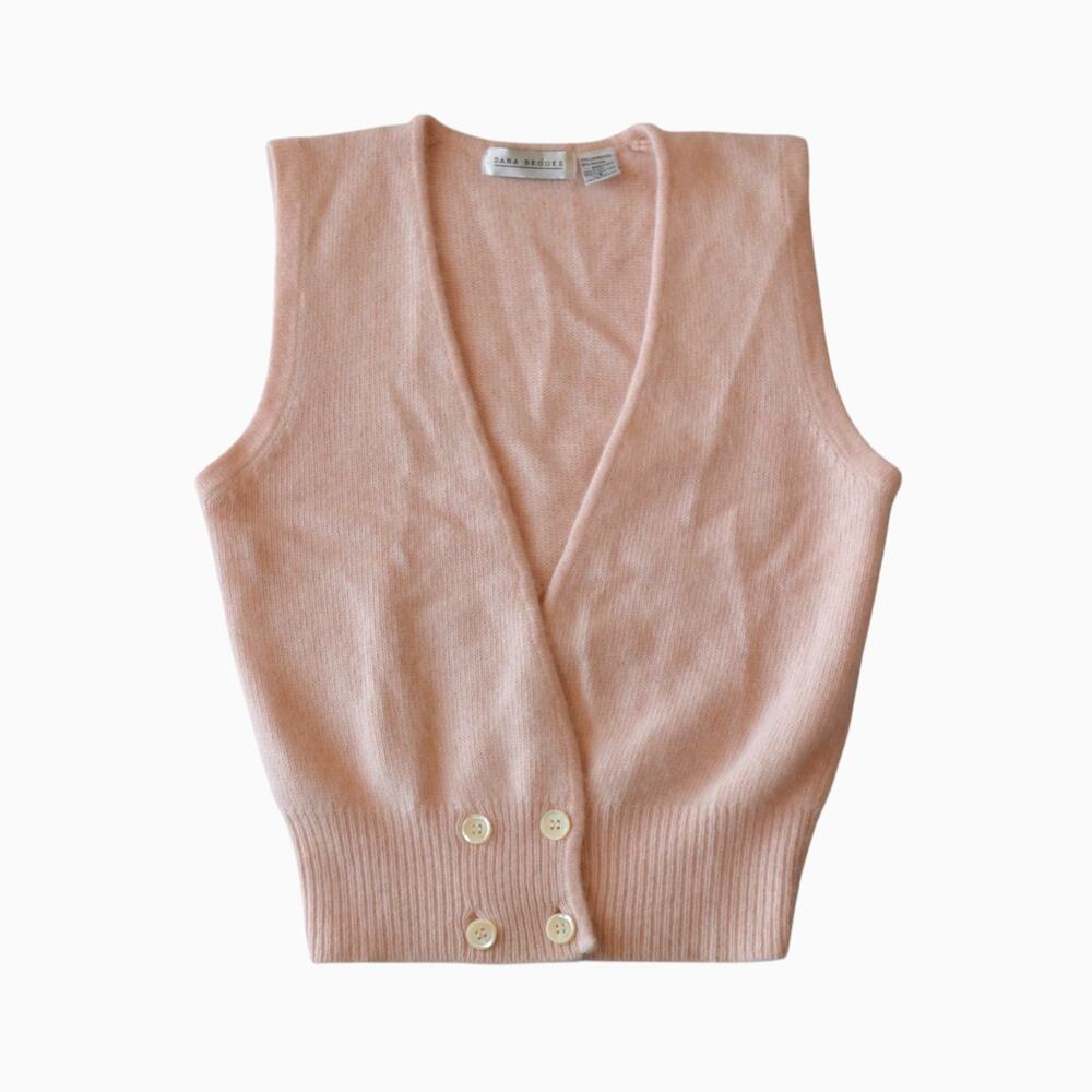 Vintage Pastel Pink Lambswool Sweater Vest Size Small